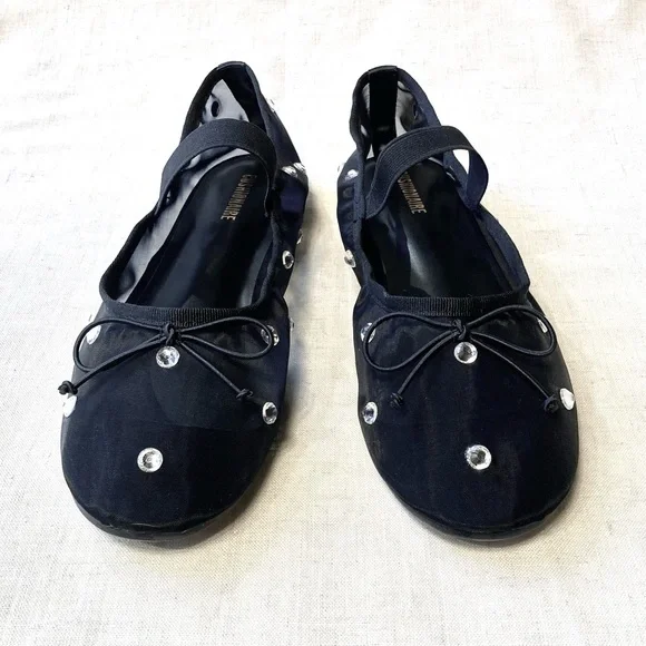 Cushionaire Elegant Mesh Rhinestone Ballet Flats - Picture 1 of 11